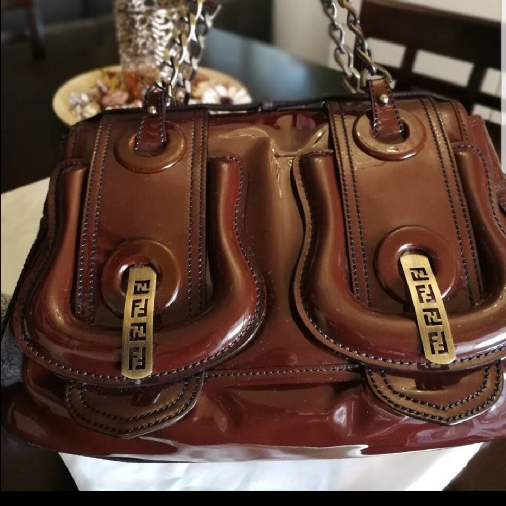 Fendi patent leather B bag